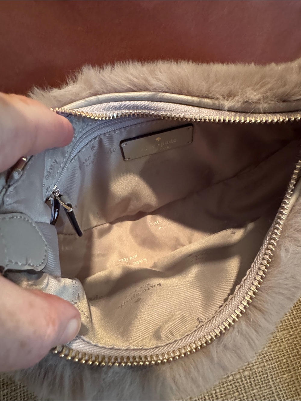 NWT Kate Spade Nova Faux Fur Shoulder Bag - Gray - Picture 8 of 8